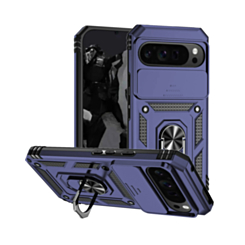 Dual Layers Hybrid Case (Blue) for Google Pixel 9 / 10 / 11 / 9 Pro / 10 Pro / 11 Pro with Metal Ring and Camera Protector (Only Ground Shipping)