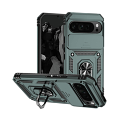 Dual Layers Hybrid Case (Green) for Google Pixel 9 / 10 / 11 / 9 Pro / 10 Pro / 11 Pro with Metal Ring and Camera Protector (Only Ground Shipping)