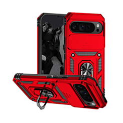 Dual Layers Hybrid Case (Red) for Google Pixel 9 / 10 / 11 / 9 Pro / 10 Pro / 11 Pro with Metal Ring and Camera Protector (Only Ground Shipping)