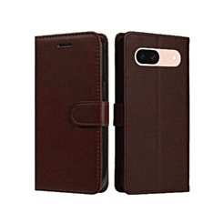 Google Pixel 8A Leather Wallet Case with Card Slot - BROWN (Only Ground Shipping)