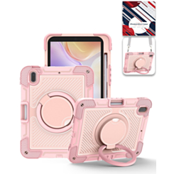 Multi-Functional Rugged Swivel Stand Case with Shoulder Strap (PINK) for iPad 10 2022 (10.9") / iPad 11 (A16) (Only Ground Shipping)