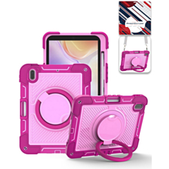 Multi-Functional Rugged Swivel Stand Case with Shoulder Strap (HOT PINK) for iPad 10 2022 (10.9") / iPad 11 (A16) (Only Ground Shipping)