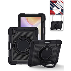 Multi-Functional Rugged Swivel Stand Case with Shoulder Strap (BLACK) for iPad 10 2022 (10.9") / iPad 11 (A16) (Only Ground Shipping)