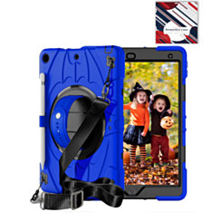 Rugged Tablet Case with Rotating Stand & Shoulder Strap (BLUE) for iPad 10.2" (7th / 8th / 9th) (Only Ground Shipping)