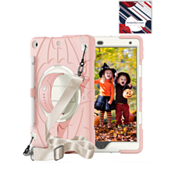 Rugged Tablet Case with Rotating Stand & Shoulder Strap (PINK) for iPad 10.2" (7th / 8th / 9th) (Only Ground Shipping)