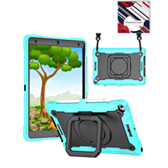 Full Body Protection Case with Square Kickstand (LIGHT BLUE & BLACK) for iPad 10.2" (7th / 8th / 9th) / Air 3 / Pro 10.5 (Only Ground Shipping)