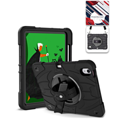 Rugged Tablet Case with Rotating Stand & Shoulder Strap (BLACK) for iPad 10 2022 (10.9") / iPad 11 (A16) (Only Ground Shipping)