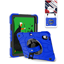 Rugged Tablet Case with Rotating Stand & Shoulder Strap (BLUE) for iPad 10 2022 (10.9") / iPad 11 (A16) (Only Ground Shipping)