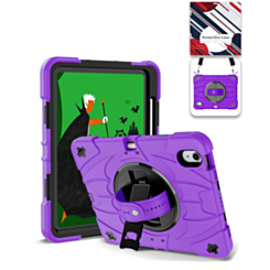 Rugged Tablet Case with Rotating Stand & Shoulder Strap (PURPLE) for iPad 10 2022 (10.9") / iPad 11 (A16) (Only Ground Shipping)