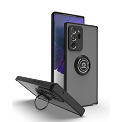 Galaxy Note 20 Ultra Hard PC Rear / Soft TPU Colorful Border Case with I-ring Holder - BLACK (Only Ground Shipping)