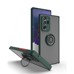Galaxy Note 20 Ultra Hard PC Rear / Soft TPU Colorful Border Case with I-ring Holder -NAVY GREEN (Only Ground Shipping)