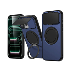Flip Lens Cover Case with MagSafe Ring Kickstand (NAVY BLUE) for iPhone 12 / 12 Pro (Only Ground Shipping)