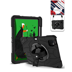 Rugged Tablet Case with Rotating Stand & Shoulder Strap (BLACK) for iPad Pro 13 (2024 / 2025) (Only Ground Shipping)