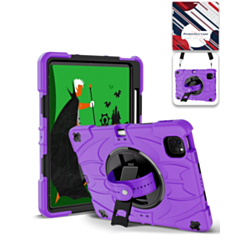 Rugged Tablet Case with Rotating Stand & Shoulder Strap (PURPLE) for iPad Pro 13 (2024 / 2025) (Only Ground Shipping)