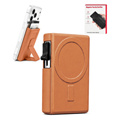 MagSafe-Compatible Pop-Up Magnetic Wallet with Adjustable Phone Stand (BROWN) (Only Ground Shipping)
