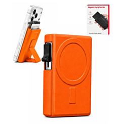 MagSafe-Compatible Pop-Up Magnetic Wallet with Adjustable Phone Stand (ORANGE) (Only Ground Shipping)