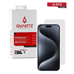 Buy the QUARTZ clear tempered glass for iPhone 16 in a pack of 10.