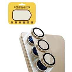 Metal Camera Lens Protector with Tempered Glass for Galaxy S24 (Amber Yellow)