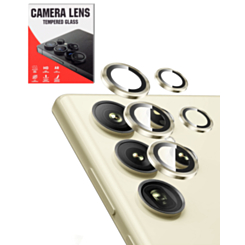 Camera Lens Protector with Metal Ring for Galaxy S24 Ultra (Titanium Yellow)