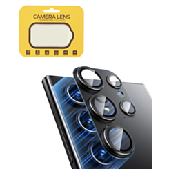 Metal Camera Lens Protector with Tempered Glass for Galaxy S24 Ultra (Titanium Black)