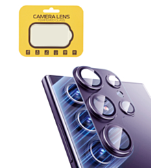 Metal Camera Lens Protector with Tempered Glass for Galaxy S24 Ultra (Titanium Violet)