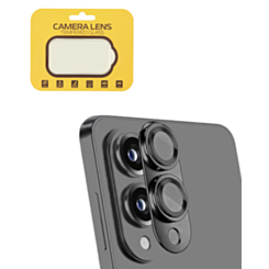 Metal Camera Lens Protector with Tempered Glass for Galaxy S25 Edge (Titanium Jet Black)
