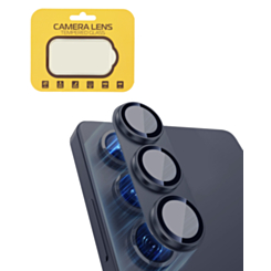 Metal Camera Lens Protector with Tempered Glass for Galaxy S25 Plus (Blue Black)
