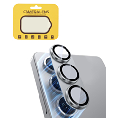 Metal Camera Lens Protector with Tempered Glass for Galaxy S25 Plus (Silver Shadow)