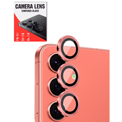 Camera Lens Protector with Metal Ring for Galaxy S25 Plus (Coral Red)