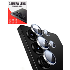Camera Lens Protector with Metal Ring for Galaxy S25 Ultra (Titanium White Silver)