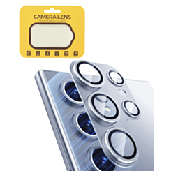 Metal Camera Lens Protector with Tempered Glass for Galaxy S25 Ultra (Titanium Silver Blue)