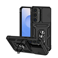 Dual Layers Hybrid Case with Metal Ring And Camera Protector for Galaxy S26FE (BLACK) (Only Ground Shipping)