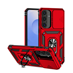Dual Layers Hybrid Case with Metal Ring And Camera Protector for Galaxy S26FE (RED) (Only Ground Shipping)