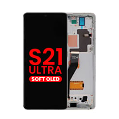 OLED Assembly with Frame for Galaxy S21 Ultra (G998) (Phantom Silver) (Aftermarket Plus Soft)