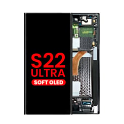 OLED Assembly with Frame for Galaxy S22 Ultra (S908) (Phantom Black) (Aftermarket Plus Soft)