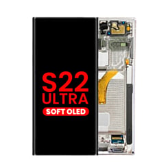 OLED Assembly with Frame for Galaxy S22 Ultra (S908) (Phantom White) (Aftermarket Plus Soft)