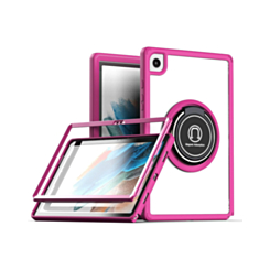 Hard PC Rear / Soft TPU Colorful Border Case with I-ring Holder - PINK for Galaxy Tab A8 10.5" (2021) (Only Ground Shipping)