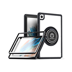 Hard PC Rear / Soft TPU Colorful Border Case with I-ring Holder - BLACK for Galaxy Tab A7 (T500 / T505) 2020 10.4" (Only Ground Shipping)