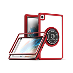 Hard PC Rear / Soft TPU Colorful Border Case with I-ring Holder - RED for Galaxy Tab A7 (T500 / T505) 2020 10.4" (Only Ground Shipping)