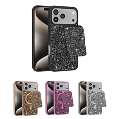 Magnetic Diamond Dual Layer Protection Case with Magnetic Card Slot for iPhone 17 Pro (Only Ground Shipping)
