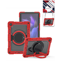 Multi-Functional Rugged Swivel Stand Case with Shoulder Strap (RED) for Galaxy Tab A9 Plus / Tab A11 Plus (Only Ground Shipping)