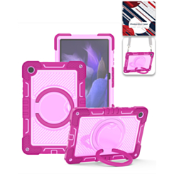 Multi-Functional Rugged Swivel Stand Case with Shoulder Strap (HOT PINK) for Galaxy Tab A9 Plus / Tab A11 Plus (Only Ground Shipping)