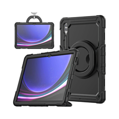 Silicone Case with 360 Folding Handle Grip - BLACK for Galaxy Tab S10 Ultra / S9 Ultra / S8 Ultra (14.6") (Only Ground Shipping)
