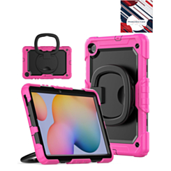 Silicone Cas with 360 Folding Handle Grip for Galaxy Tab S6 lite 10.4" - ROSE PINK (Only Ground Shipping)