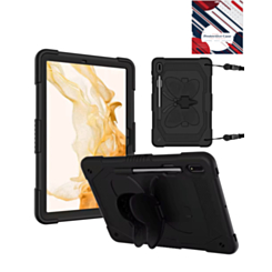 Protective Butterfly Stand Design Case - BLACK for Galaxy Tab S9 / Tab S9 FE / Tab S10 FE / Tab S10 Lite (Only Ground Shipping)