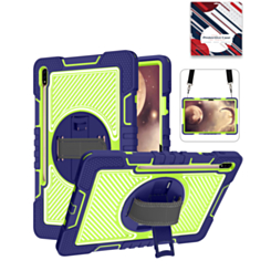 360 Rotating Hand Strap & Kickstand Case with Shoulder Strap (NAVY BLUE) for Galaxy Tab S9 / Tab S9 FE / Tab S10 FE / Tab S10 Lite (Only Ground Shipping)