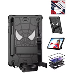 Rugged SpiderGrip Tablet Case with Kickstand & Shoulder Strap (BLACK) for Galaxy Tab S9 / Tab S9 FE / Tab S10 FE / Tab S10 Lite (Only Ground Shipping)