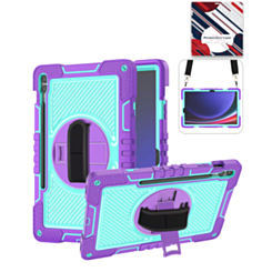 360 Rotating Hand Strap & Kickstand Case with Shoulder Strap (PURPLE) for Galaxy Tab S9 FE / Tab S9 Plus / Tab S10 Plus (Only Ground Shipping)
