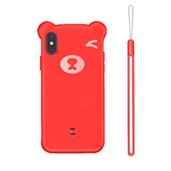3D Cartoon Bear Soft Silicone Case - RED for iPhone XS Max (Only Ground Shipping)