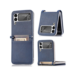 Galaxy Z Flip 3 Genuine Leather Case - BLUE (Only Ground Shipping)